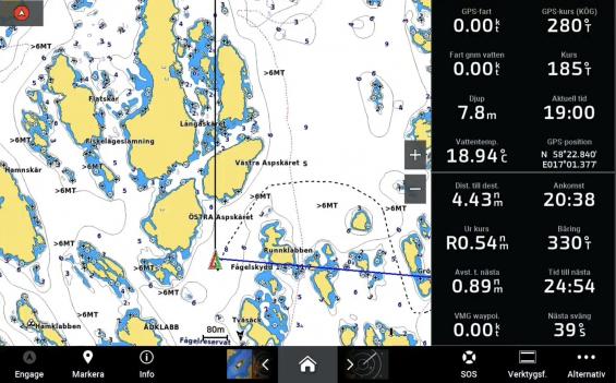 Denna flad hade vi aldrig vågat söka upp om det inte var för Hydrographicas sjökort. Dessa ingår bland annat i Garmins sjökort Bluechart. Notera skalan och 80-meters sträcket längst ned i bilden.