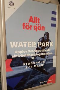 Båtmässans marknadsföring går ut på att lyfta fram aktivitetsbassängen Water park.