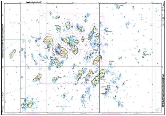 Specialkort i skala 1:10 000 över Lygna skärgård.