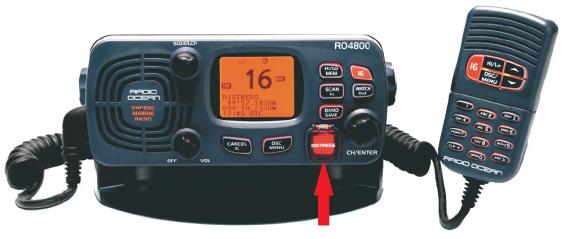 Fast VHF-station på 25 watt med nödknappen \