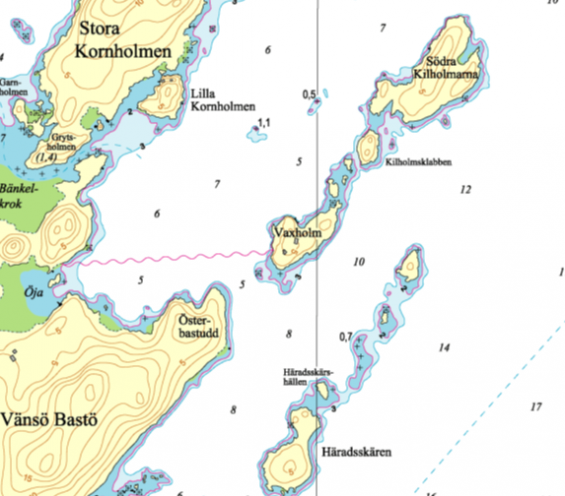 Jämför sjökortsbilderna som är ett exempel av många. Till exempel är Hydrographicas 3-meterskurva felaktikt inritad i Navionics sjökort.