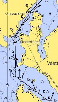 Bilden visar en sträcka på cirka 1,5 sjömil.