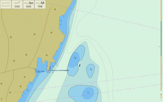 I S57 i Seapilot måste man klicka på pricken och då framgår det att det är en sydprick, skrivet på engelska. Se mitt i bilden.