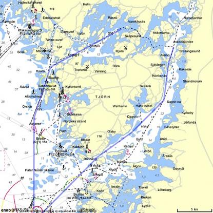 Projektgruppens förslag på nya långa banan i Tjörn Runt för stora klassen 2013.