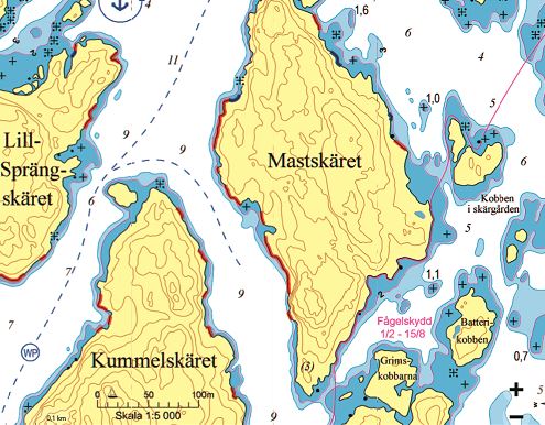 Zoomar vi ytterligare blir sjökortsbilden i hydrographica ännu tydligare. Dessa sjökortsbilder ovan finns nu att få till en vanlig \